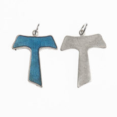 Croce tau smalto blu o rosso