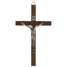 croce in legno di noce  cm 15x8  Cristo galvanica argento