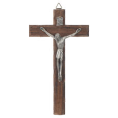 croce in legno di noce  cm 18x10  Cristo galvanica argento