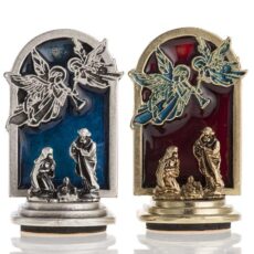 Presepe vetrina Angeli smalto azzurro o rosso galvanica argento o oro h cm 5