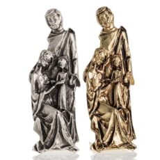 Presepe sacra famiglia statuina galvanica oro o argento