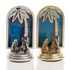 Presepe vetrina Palma smalto azzurro galvanica argento o oro h cm 5