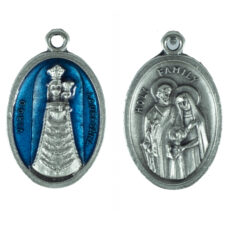 Madonna di Loreto Sacra Famiglia medaglia ovale 22 mm smalto azzurro