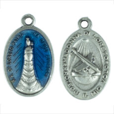 Madonna di Loreto protettrice degli aviatori medaglia ovale 22 mm smalto azzurro