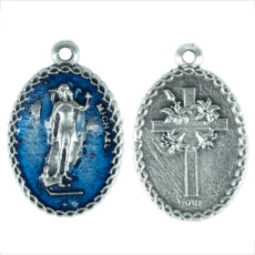 San Michele cornice medaglia ovale 22 mm smalto azzurro