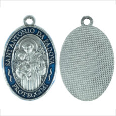 San Antonio da Padova medaglia ovale 22 mm smalto azzurro