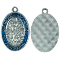 San Michele Arcangelo medaglia ovale 22 mm smalto azzurro