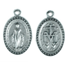 Madonna Miracolosa cornice stelle medaglia ovale 22 mm