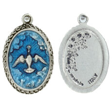 Spirito Santo colomba medaglia ovale 22 mm smalto azzurro