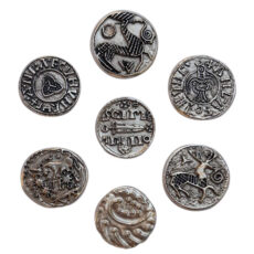 Monete vichinghe placcate Argento. Idea Regalo Originale Appassionati Accessori Gadget Vikings, Cosplay, Fantasy. Set 7 Riproduzioni Tesoro dei Vichinghi